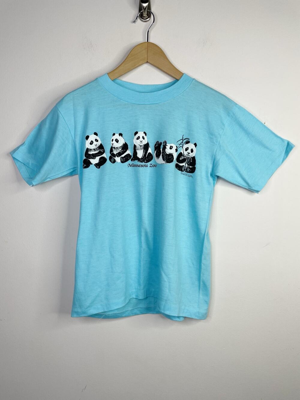 Vintage 80s Single Stitch Minnesota Zoo Panda Bear Blue Tee T Shirt Unisex  S